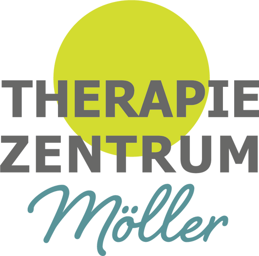Modernes Logo des Therapiezentrum Möller mit klarer Typografie und markantem grünem Hintergrundkreis.
