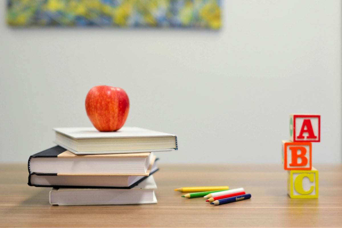 Bücher und ABC-Bausteine als Lernmaterial zur Unterstützung der Sprachentwicklung bei Kindern im Therapiezentrum Möller