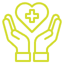Modernes Symbol für therapeutische Betreuung, Gesundheit und unterstützende Versorgung mit Herzmotiv.